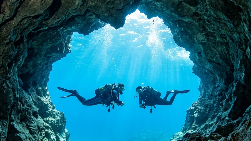 Photo blue cave diving at maeda point glow